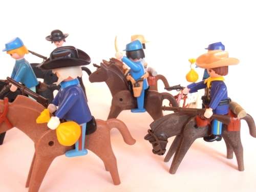 Vintage lot 1970's Playmobil US Army figures, soldiers and horses, Geobra