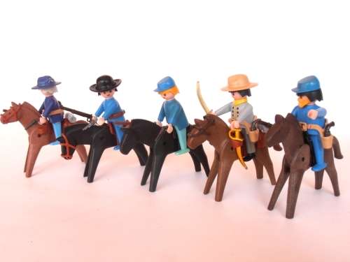 Vintage lot 1970's Playmobil US Army figures, soldiers and horses, Geobra