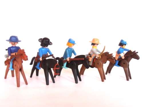 Vintage lot 1970's Playmobil US Army figures, soldiers and horses, Geobra