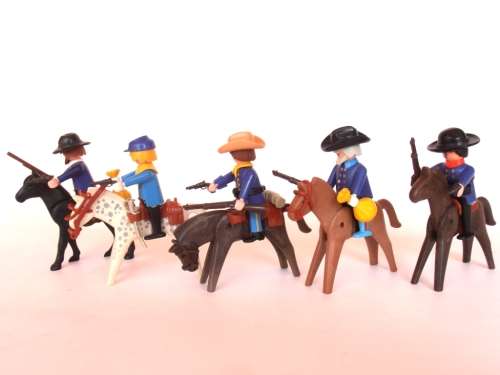 Vintage lot 1970's Playmobil US Army figures, soldiers and horses, Geobra