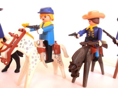 Vintage lot 1970's Playmobil US Army figures, soldiers and horses, Geobra