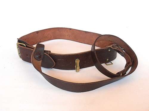 Vintage leather belt with brass