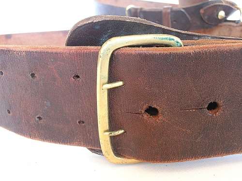 Vintage leather belt with brass