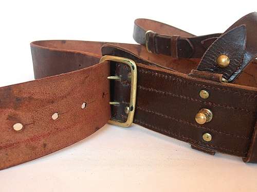 Vintage leather belt with brass