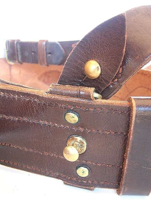 Vintage leather belt with brass