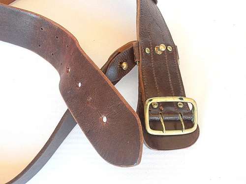 Vintage leather belt with brass