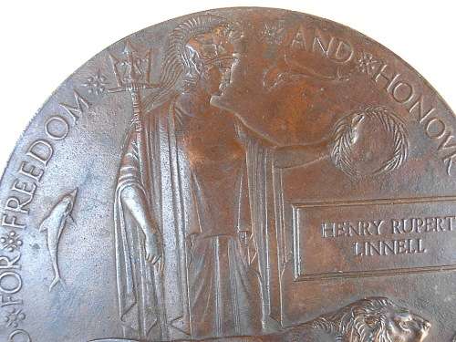 Large World War I Bronze Death Plaque Penny, Henry Rupert Linnell. SHIPPING ONLY CHARGED ONCE!