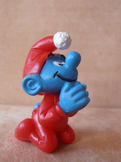 51910 Praying Smurf CHRISTMAS Smurf, vintage Smurfs figure.