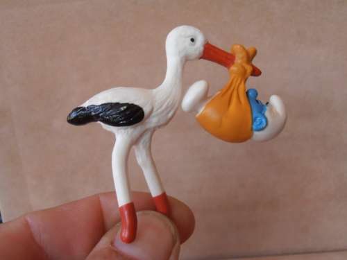 40248 Stork with Baby (Base missing) **SUPER SMURF**, vintage Smurfs figure.