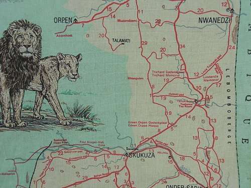 Kruger National Park Krugerwildtuin vintage cloth map, 1973, Hans Kumpf, large 87 cm x 45 cm