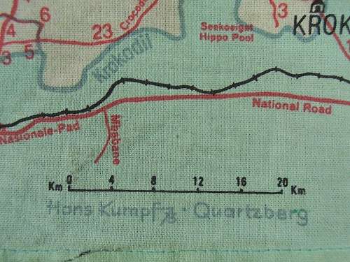 Kruger National Park Krugerwildtuin vintage cloth map, 1973, Hans Kumpf, large 87 cm x 45 cm