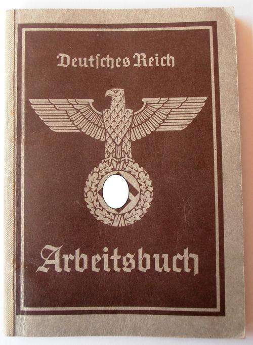 Deutsches Reich Arbeitsbuch, Third Reich "Work Book", Nazi era, Hitler, 100% original, issued 1940