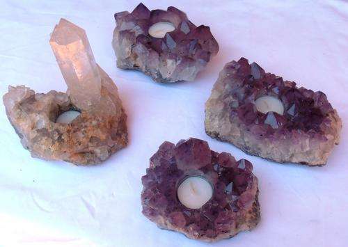 4 large crystal clusters with candles, WENDYHOUSE-MANIA!