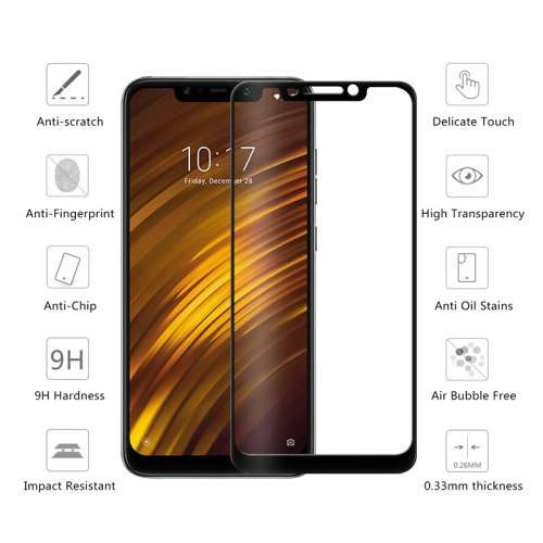 Luxury Carbon Fiber Case For Xiaomi Pocophone F1 + glass screen protector bundle