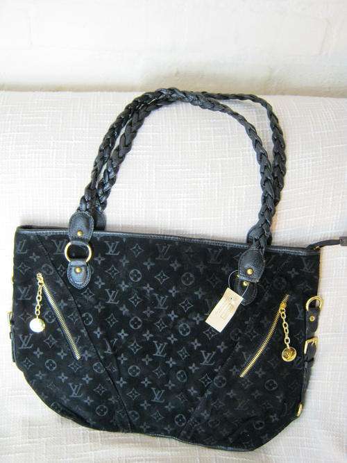 Black Suede Leather L.V Handbag - Extra Large!