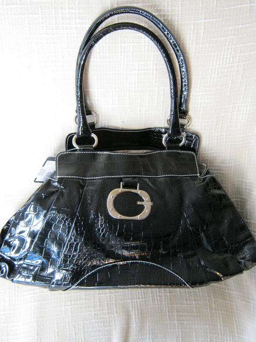 Guess handbag. Large black, Shiny PVC leather look