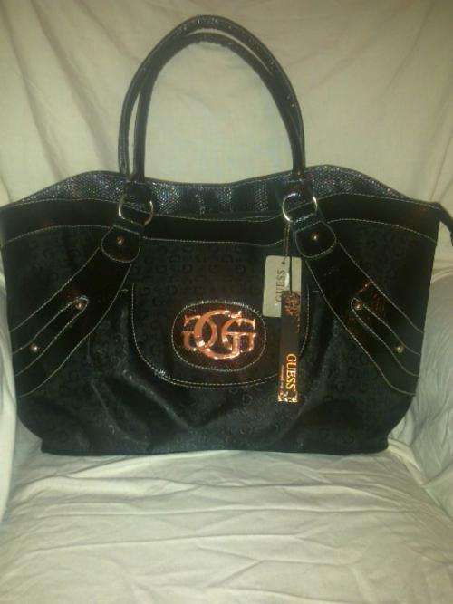 Guess Black ladies tote with mock croc trims - EXTRA LARGE