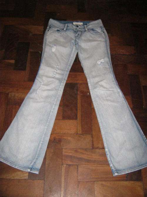 Designer vanilla distressed look flare jeans