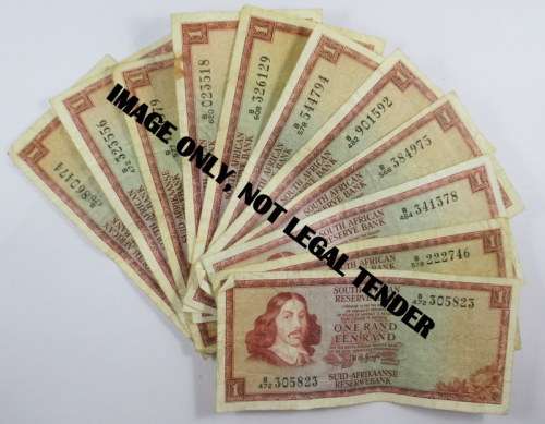South Africa 11 One Rand Notes, B Series