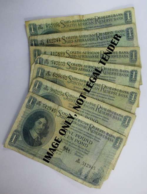 South Africa,7 One Pound Notes, B Series