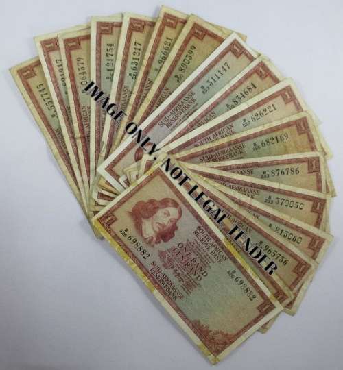 South Africa, 18 One Rand Notes, B Series