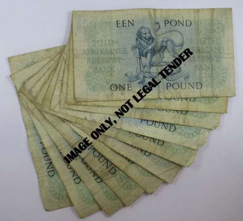 South Africa, 11 One Pound Notes, B Series