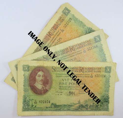 South Africa, 3 Five Pound Notes, C Series
