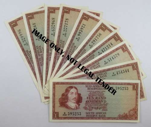 South Africa, 11 One Rand Notes, B Series, Excellent Condition