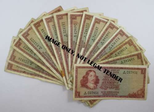 South Africa, 16 One Rand Notes, B Series.