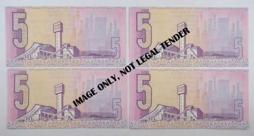 South Africa, 4 Consecutive Five Rand Notes, Excellent condition