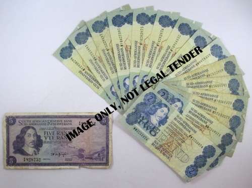 South Africa, Assortment of  2 Rand Replacement Notes. 1 Five Rand