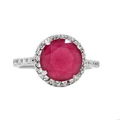 Sterling silver pink cz Halo ring. Size 6 and 7