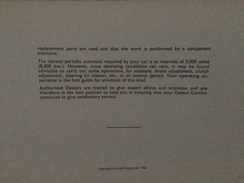 Cortina Consul Classic Collectors Owners Handbook