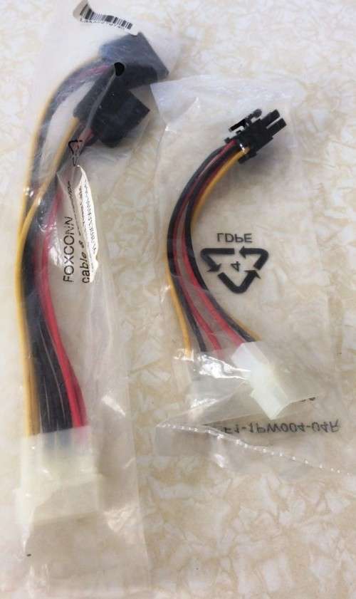 6 Pin To 2 Male Power Connector Plus Sata Hard Drive Power Cable Connectors