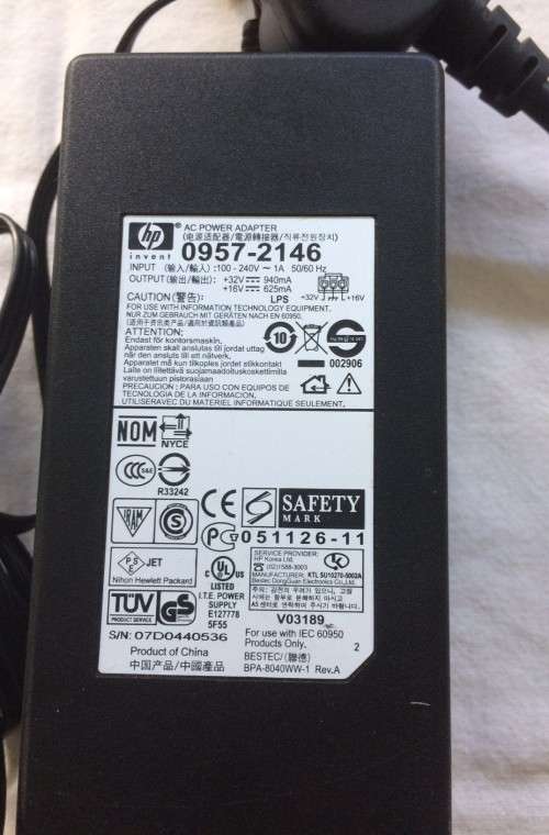 Hp AC Power Adapter For Hp 6500 Wireless Office Jet Printer Model 709N