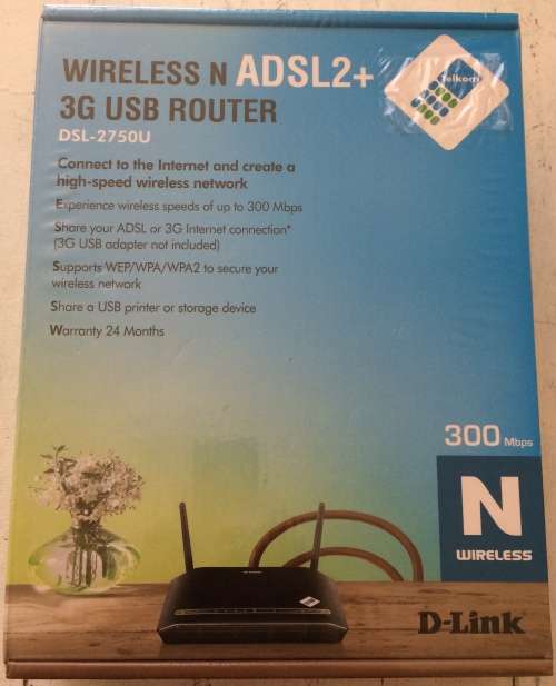 D-link DSL-2750U Wireless N ADSL2+ 4-Port Router with 3G failover Bargain! Brand New Sealed!