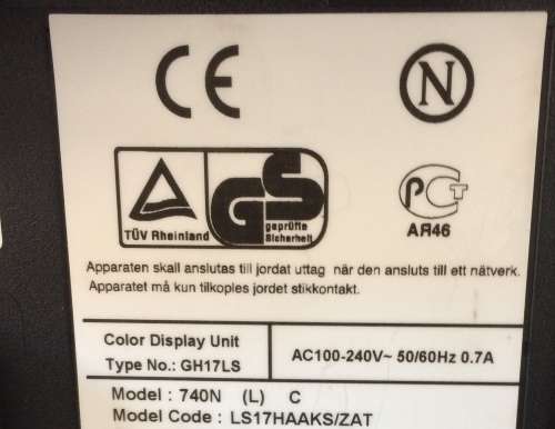 Samsung 17 Inch Model 740N Monitor