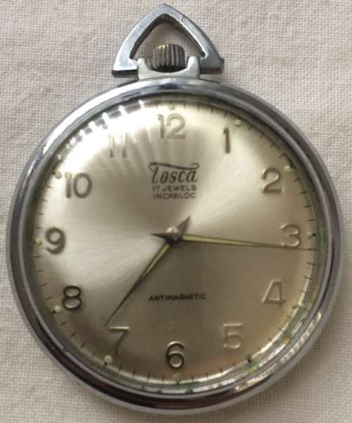 Tosca Vintage Collectable 17 Jewels Incabloc Antimagnetic Analog Wind Up Watch Including Chain