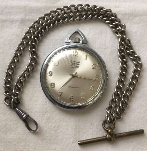 Tosca Vintage Collectable 17 Jewels Incabloc Antimagnetic Analog Wind Up Watch Including Chain