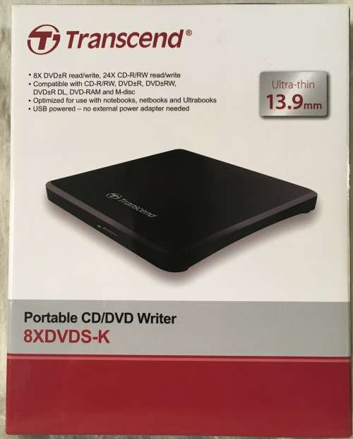 Transcend USB External Portable DVD CD Writer 8XDVDS-K