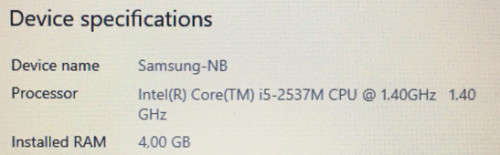 Samsung Thin Laptop 2537M 1.4GHZ i5 CpU 128GB Solid State Drive