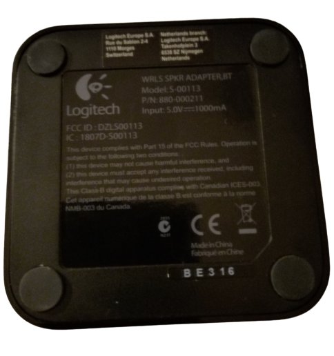 Logitech S-00113 Wireless Speaker Adapter For Bluetooth Audio