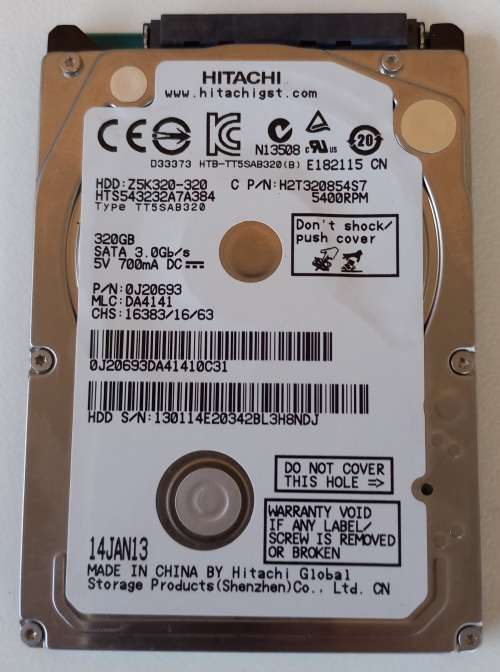 Hitachi 320GB Sata Laptop Hard Drive