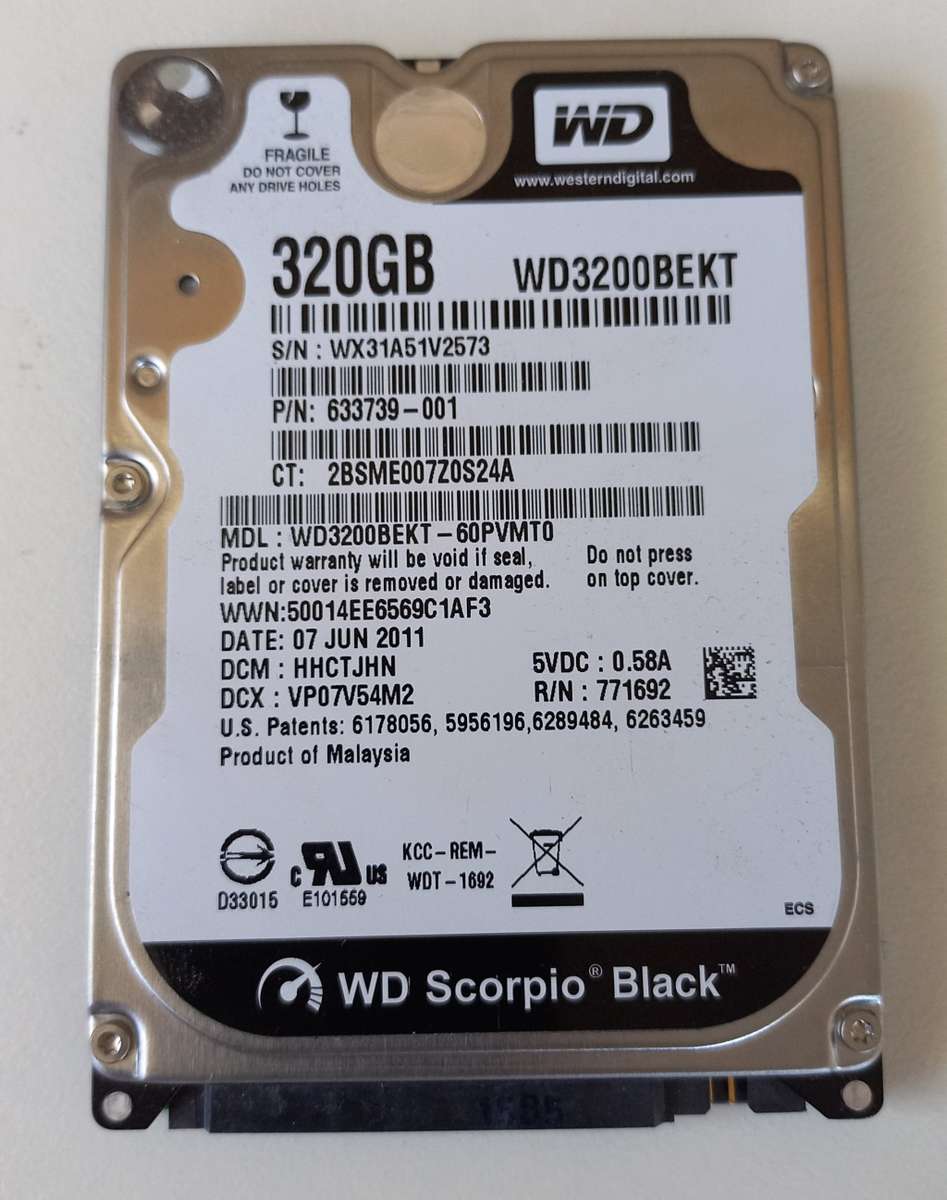 Western Digital 320GB Scorpio Black Laptop Hard Drive