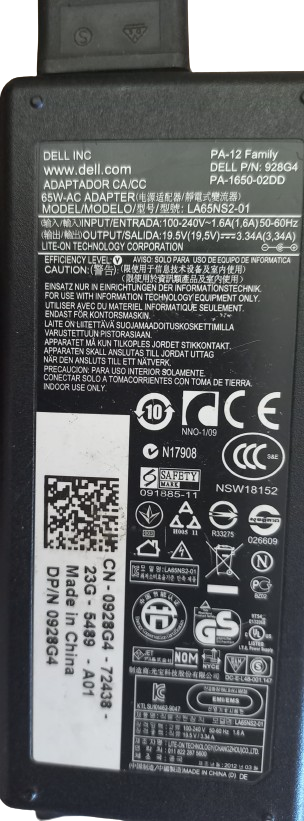 Dell Original Laptop Charger 19.5V 3.34A