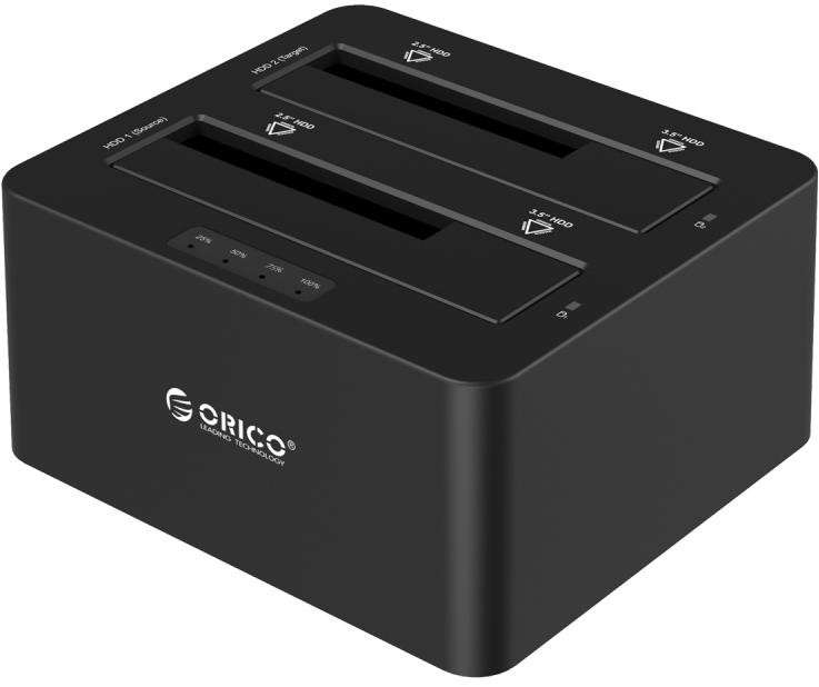 Orico 6629US3-C 2.5`/3.5` Dual Bay SATA to USB3.0 One to One Standalone Clone Hard Drive Dock