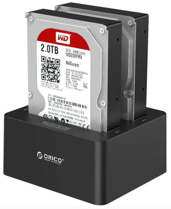 Orico 6629US3-C 2.5`/3.5` Dual Bay SATA to USB3.0 One to One Standalone Clone Hard Drive Dock