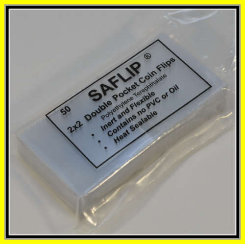 SAFlip 2"x 2" coin flips - 50 per pack - Designed for long term storage by museums and universities