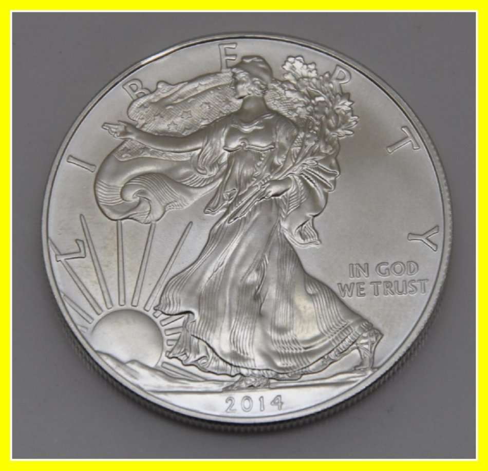 American Silver Eagle - 2014  (2nd hand - handled - See details inside)