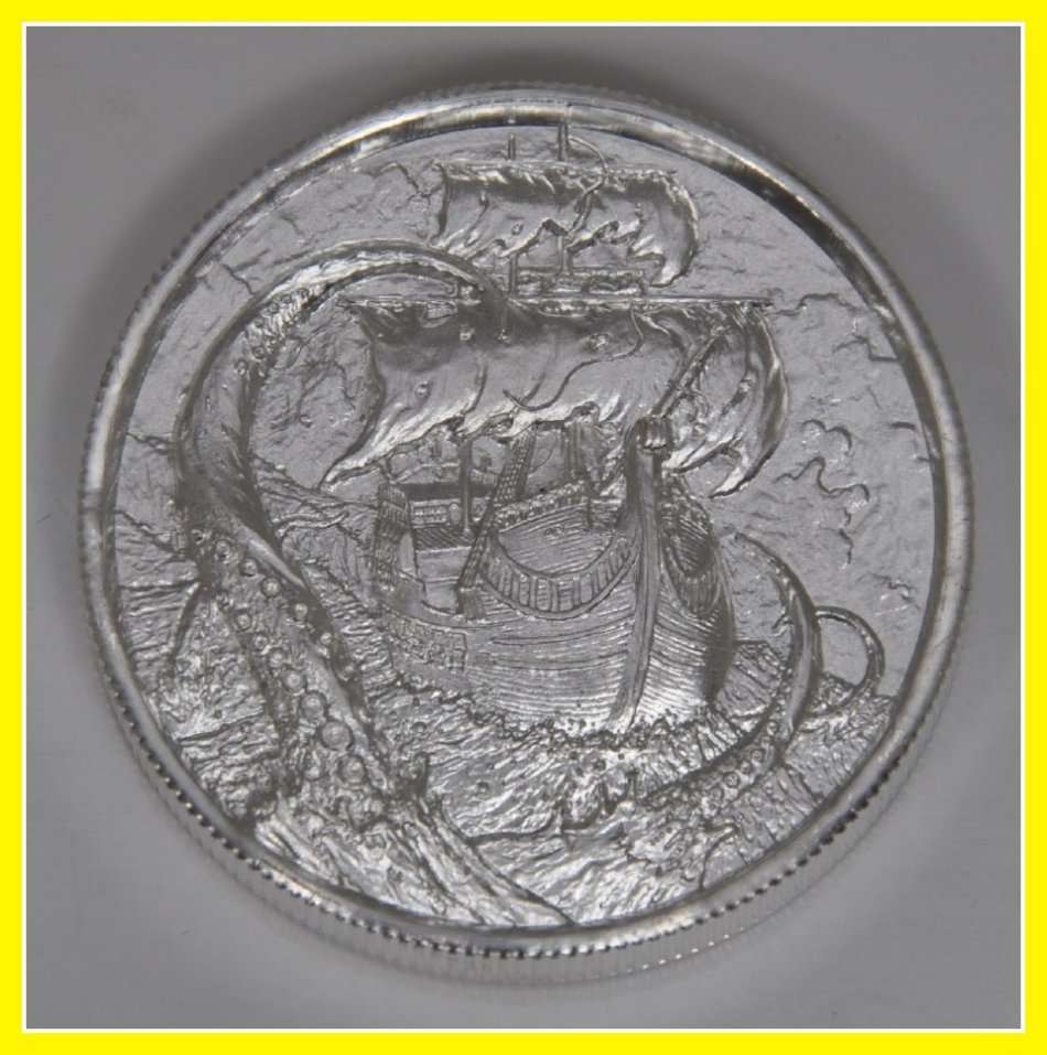 2 oz Elemetal - Kraken Ultra High Relief Silver - Privateer Series - Mintage discontinued